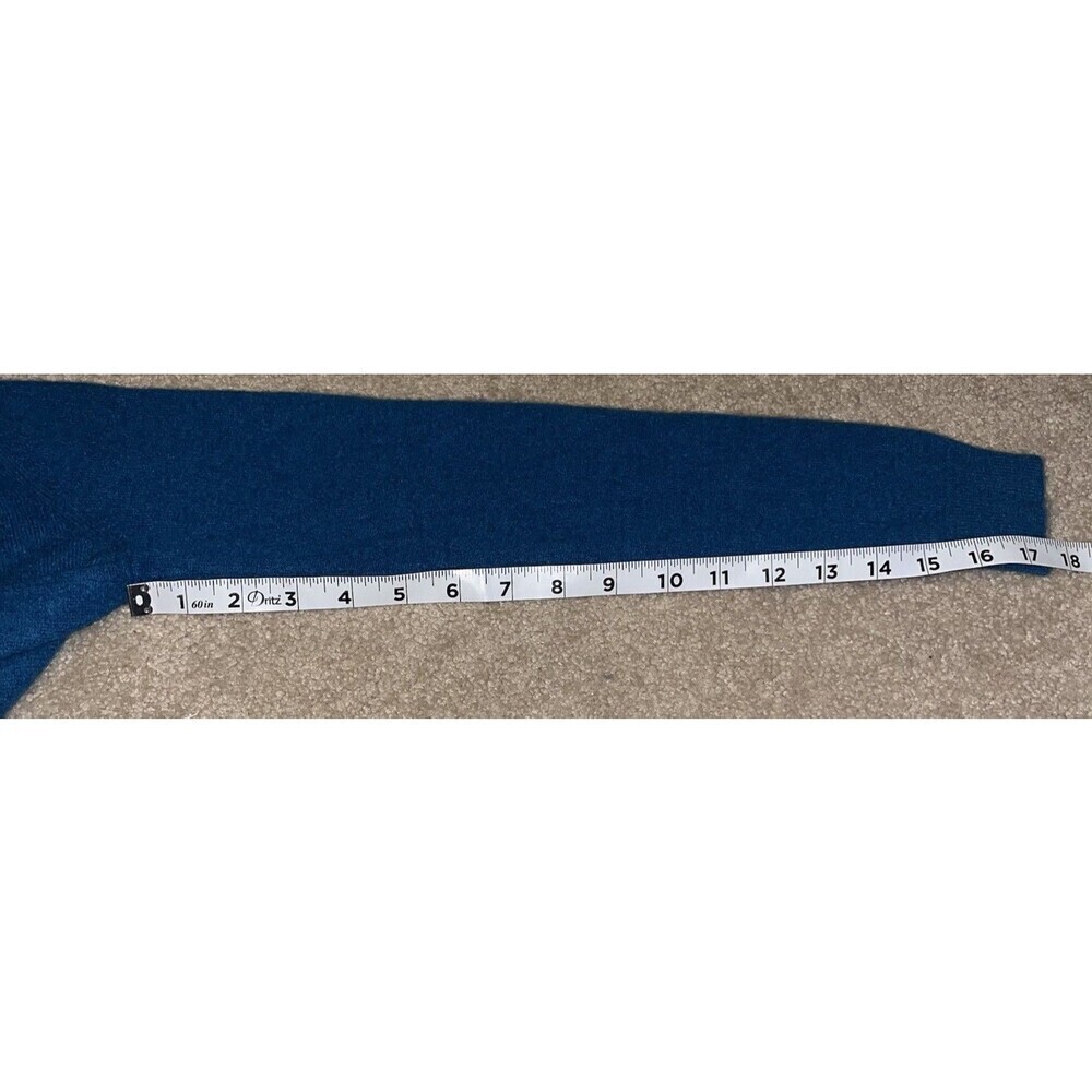 Garnet Hill (XS) Women’s 100% Cashmere Cardigan Sweater Teal Blue High Low - Picture 12 of 15